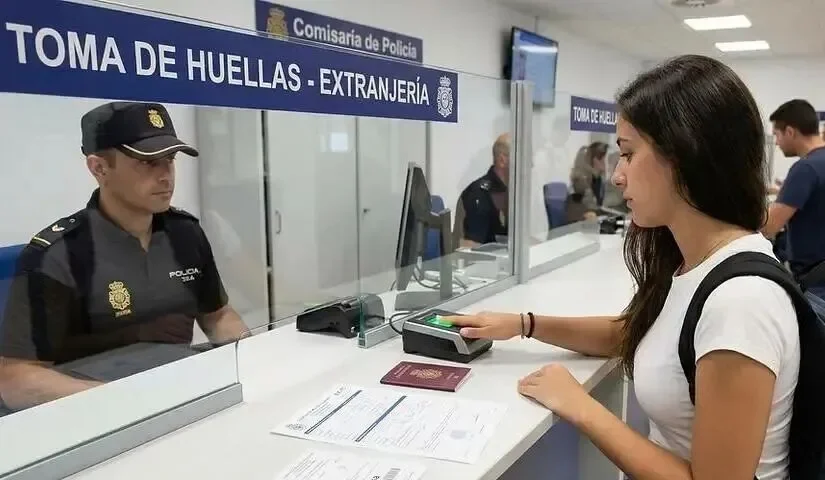 Trámite de toma de huellas en una comisaría